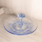 Vintage Paden City Maya Blue Glass Tidbit Tray with Large Fancy Handle
