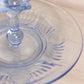 Vintage Paden City Maya Blue Glass Tidbit Tray with Large Fancy Handle