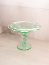 Vintage Paden City Peacock and Wild Rose Uranium Glass Compote