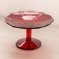 VIntage Paden City Small Crow's Foot Ruby Red Glass Pedestal Dish