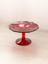 VIntage Paden City Small Crow's Foot Ruby Red Glass Pedestal Dish