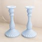 Vintage Pastel Blue Milk Glass Swirl Candlesticks (Set of 2)