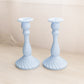Vintage Pastel Blue Milk Glass Swirl Candlesticks (Set of 2)