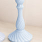 Vintage Pastel Blue Milk Glass Swirl Candlesticks (Set of 2)