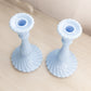 Vintage Pastel Blue Milk Glass Swirl Candlesticks (Set of 2)