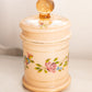 Vintage Peach Amber Cased Glass Floral Canister