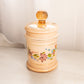 Vintage Peach Amber Cased Glass Floral Canister