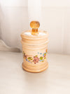 Vintage Peach Amber Cased Glass Floral Canister
