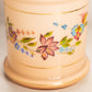 Vintage Peach Amber Cased Glass Floral Canister