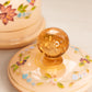 Vintage Peach Amber Cased Glass Floral Canister