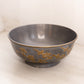 Medium Silver Tone Pewter Bowl with Gold Tone Floral Designs