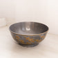 Medium Silver Tone Pewter Bowl with Gold Tone Floral Designs