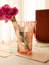 Vintage Pink Depression Glass Basket Weave Vase
