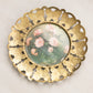 Vintage Pink Flowers in Vase Print with Thin Brass Butterfly Frame
