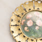 Vintage Pink Flowers in Vase Print with Thin Brass Butterfly Frame