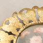 Vintage Pink Flowers in Vase Print with Thin Brass Butterfly Frame