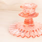 Vintage Pink Glass Candleholder with Ruffle Edge Base