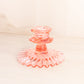 Vintage Pink Glass Candleholder with Ruffle Edge Base