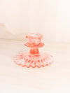 Vintage Pink Glass Candleholder with Ruffle Edge Base