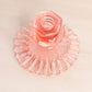 Vintage Pink Glass Candleholder with Ruffle Edge Base