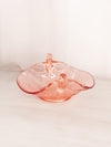 Vintage Pink Glass Double Bird Bowl