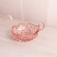 Vintage Pink Glass Handled Nappy Dish with Sawtooth Edge