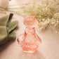 Vintage Pink Glass Perfume Bottle with Shell-Shaped Finial