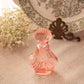Vintage Pink Glass Perfume Bottle with Shell-Shaped Finial