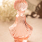 Vintage Pink Glass Perfume Bottle with Shell-Shaped Finial