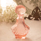 Vintage Pink Glass Perfume Bottle with Shell-Shaped Finial