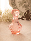 Vintage Pink Glass Perfume Bottle with Shell-Shaped Finial