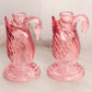 Vintage Pink Glass Swan Candleholder
