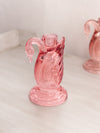 Vintage Pink Glass Swan Candleholder