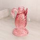 Vintage Pink Glass Swan Candleholder