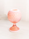 Vintage Peachy Pink Hobnail Opalescent Glass Pedestal Vase
