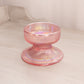 Vintage Pink Iridescent Glass Ribbed Taper or Pillar Candleholder