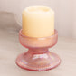 Vintage Pink Iridescent Glass Ribbed Taper or Pillar Candleholder