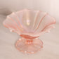 Vintage Pink Iridescent Stretch Glass Footed Dish