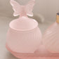 Vintage Pink Satin Dresser Set with Tray, Perfume Bottles & Jar