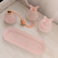 Vintage Pink Satin Dresser Set with Tray, Perfume Bottles & Jar