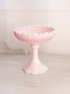 Vintage Pink White Rosalene Glass Compote with Floral Designs