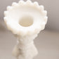 Vintage Portieux Vallérysthal White Milk Glass Candlestick with Lady Design