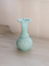 Vintage Portieux Vallerysthal Small Blue Milk Glass Floral Vase