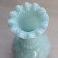 Vintage Portieux Vallerysthal Small Blue Milk Glass Floral Vase