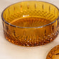 Vintage Princess Amber Indiana Glass Lidded Dish with Pointy Finial