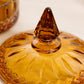 Vintage Princess Amber Indiana Glass Lidded Dish with Pointy Finial