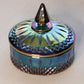 Vintage Princess Blue Carnival Lidded Dish with Pointy Finial
