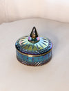 Vintage Princess Blue Carnival Lidded Dish with Pointy Finial