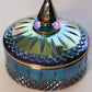 Vintage Princess Blue Carnival Lidded Dish with Pointy Finial