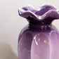 Purple Glass Vase with White Rim and Ruffle Edge